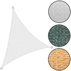 Koem Vela Telo Ombreggiante Triangolare 5x5x5 M In HDPE Colore Bianco Con Anelli Di Ancoraggio E Corda Da Giardino Esterno Bianco 5x5x5 M