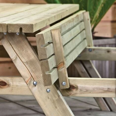 Onlywood Tavolo Picnic In Legno 200 X 155 Cm - Con Panche Pieghevoli - immagine 3