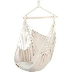 Poltrona Sospesa Giardino Tessuto Sedia Dondolo Pensile Amaca Campeggio Cuscini