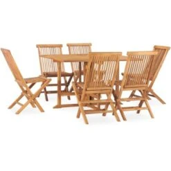 Set Da Pranzo Da Giardino 7 Pz Pieghevole In Massello Di Teak VidaXL