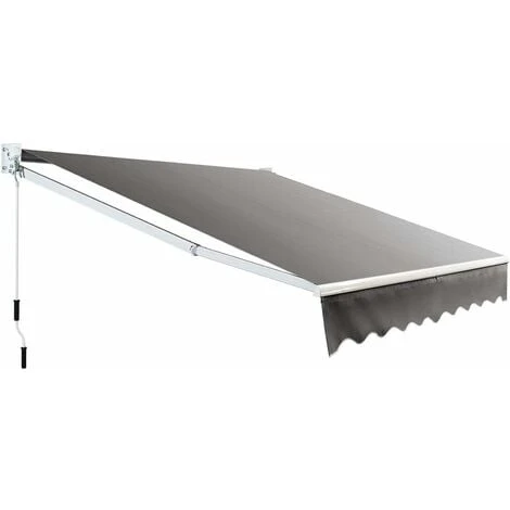 COSTWAY Tenda Da Sole Per Esterno Avvolgibile, Tenda Da Sole A Bracci Estensibili Con Telaio In Alluminio E Tettuccio Resistente Al Sole E Impermeabile E Manovella, 295 X 250 Cm, Grigio