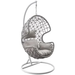 Poltrona Sospesa A Dondolo Da Giardino Dream Con Intreccio In Corda Grigio