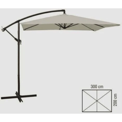 Ombrellone A Braccio 2x3m Ecrù Rettangolare Da Giardino Per Esterno - immagine 3