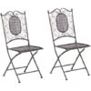 Set Di 2 Sedie Da Giardino Bistro Pieghevoli In Metallo Nero Bormio