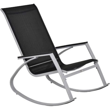 Outsunny Sedia A Dondolo Da Giardino, Impermeabile E Antiruggine, Nera