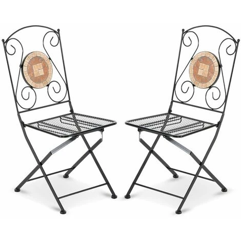 2 Pz Sedia Pieghevole Richiudibile In Ferro E Mosaico Per Esterno ZEUS Nero2 - immagine 3