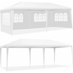 COSTWAY Gazebo Da Giardino 6 X 3 M, Tendone Per Feste Con 4 Pareti Rimovibili, Con Borsa Di Trasporto, Impermeabile Protezione UV, Per Matrimonio Eventi E Barbecue