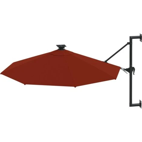 Ombrellone A Muro Con LED E Palo In Metallo 300 Cm Terracotta VidaXL - immagine 4
