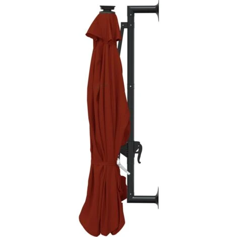 Ombrellone A Muro Con LED E Palo In Metallo 300 Cm Terracotta VidaXL - immagine 5