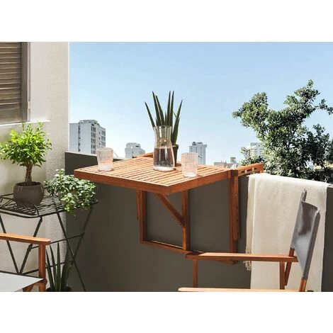 Tavolino Da Balcone Sospeso In Legno Di Acacia Scuro 60 X 40 Cm Udine - immagine 2
