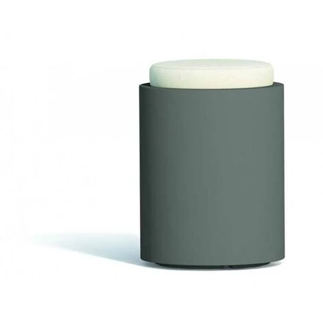 Pouf Comfy Round Grigio In Polimero Monacis - Ø 40 Cm - 54 H - immagine 2