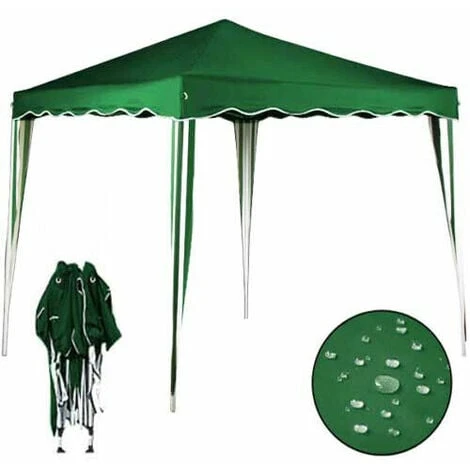 Gazebo 3x3 Pieghevole Verde Impermeabile Richiudibile Tendone Giardino Con Sacca - immagine 5
