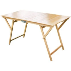 Tavolo Tavolino Pieghevole In Legno Di Faggio Naturale 70x140 Cm Campeggio Casa