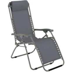 Sedia A Sdraio Zero Gravity Reclinabile, In Acciaio, Poltrona Ideale Per Esterno E Giardino -Confezione Da 1 Pezzo / Grigio Scuro