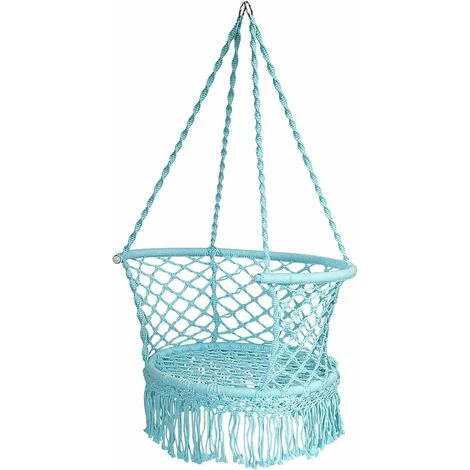 Poltrona Sospesa Con Sedile Ergonomico, Amaca Altalena Comoda Con Portata Massima Di 160 KG, Altalena A Maglia Con 4 Corde Di 90 Cm, Perfetta Per Balcone, Camera Da Letto, Giardino (Verde) - immagine 5