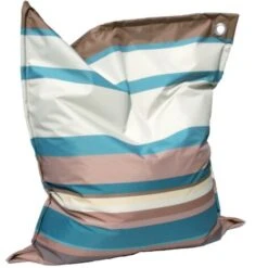 Cuscinone Enorme Da Giardino A Righe Per Esterno 160x135 H Cm -Righe Grige E Azzurre