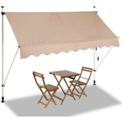 Tenda Sole Balcone Estensibile Parasole Avvolgibile Esterno Con Gambe 250cm Beig