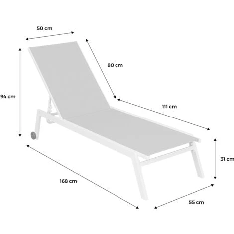 Lotto Di 2 Lettini Prendisole, Modello: ELSA In Alluminio, Colore: Grigio E Textilene, Colore: Grigio Scuro, Sdraio Multi-posizione Con Ruote - immagine 5