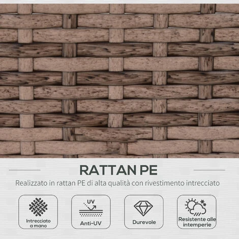 Outsunny Salotto Da Giardino In Rattan Da 7 Pezzi Con Tavolino E Divano Modulabile Con Cuscini, Grigio - immagine 4
