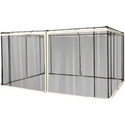 Outsunny Zanzariera Per Gazebo Tende Di Ricambio Universale Con Cerniere, 352x207cm - Nero/Beige