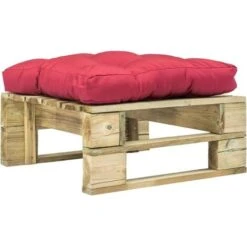 Divano Da Giardino Su Pallet Con Cuscino Rosso In Legno Verde