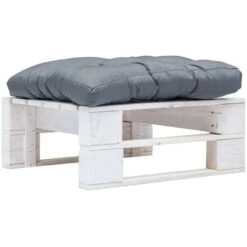 Divano Da Giardino A Pallet Con Cuscino Grigio Legno Bianco