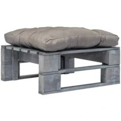 Divano Da Giardino Su Pallet Con Cuscino E Legno Grigio