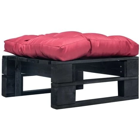 Divano Da Giardino A Pallet Con Cuscino Rosso In Legno Nero