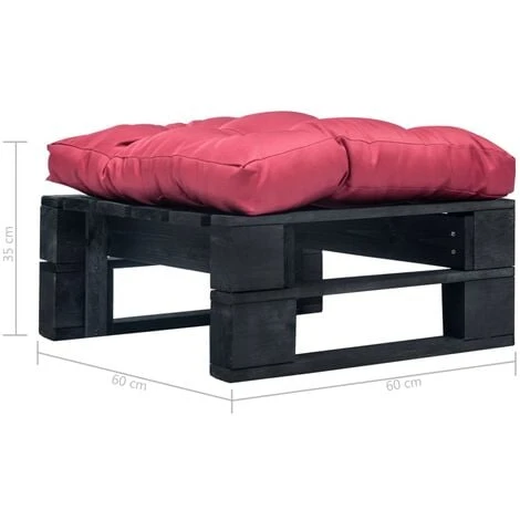 Divano Da Giardino A Pallet Con Cuscino Rosso In Legno Nero - immagine 3