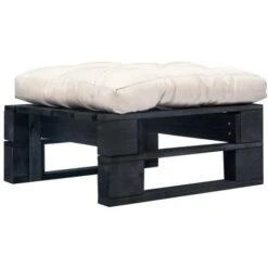 Divano Da Giardino A Pallet Con Cuscino Sabbia In Legno Nero
