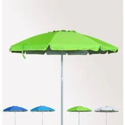 Ombrellone Mare Spiaggia 240 Cm Alluminio Antivento Protezione Uv Roma Colore: Verde 2