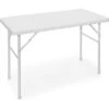 Relaxdays Tavolo Da Campeggio Pieghevole BASTIAN, Rettangolare 74x121,5x61,5 , Tavolino Da Outdoor, Look Rattan,Bianco