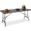 Relaxdays Tavolo Da Giardino Pieghevole, Tavolino Da Campeggio Picnic, Con Maniglia, H X L X P 72x178x74 Cm, Marrone