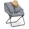 Relaxdays Moon Chair XXL, Sedia Pieghevole Da Campeggio, Interno&Esterno, Imbottita, 100 Kg, HLP 87x85x70 Cm, Grigio