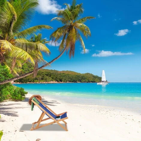 Relaxdays Sdraio In Legno, Sedia Da Mare Pieghevole, 3 Livelli Inclinazione, 120 Kg, Lettino Da Spiaggia E Giardino, Blu - immagine 5