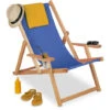 Relaxdays Sdraio In Legno, Sedia Da Giardino Pieghevole, Schienale Regolabile Su 3 Livelli, 100 Kg, Lettino Mare, Blu