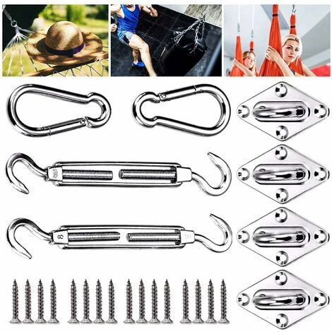 Shade Sail Fixing Kit, Stainless Shade Sail - Per L'installazione Sicura Di Baldacchini Quadrati E Triangolari