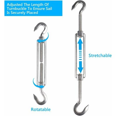 Shade Sail Fixing Kit, Stainless Shade Sail - Per L'installazione Sicura Di Baldacchini Quadrati E Triangolari - immagine 3