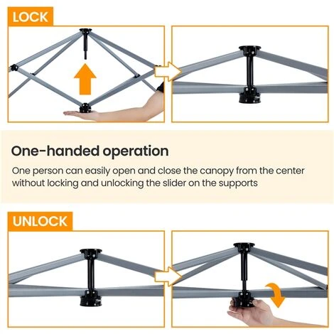 Yaheetech Gazebo Da Giardino 3x3 M Con Parete Tendone Pieghevole Impermeabile A Una Spinta Con Borsa Per Trasporto Per Patio/Veranda/Viaggio/Campeggio Blu - immagine 4