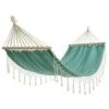 Amaca Con Frange E Barra Legno Colore Acqua Cm 200x100 Giardino Esterno 841748