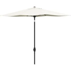 Outsunny Ombrellone Da Giardino Rettangolare 200x300cm Apertura A Manovella E Inclinazione Regolabile, Beige