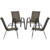 Outsunny Set 4 Pezzi Sedie Da Giardino Con Braccioli, Sedie Da Esterno Impilabili In Metallo E Tessuto Traspirante, Marrone