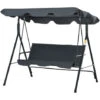 Outsunny Dondolo Da Giardino 3 Posti Con Tettuccio Parasole Regolabile E Cuscini, 172Lx120x153cm, Grigio