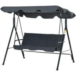 Outsunny Dondolo Da Giardino 3 Posti Con Tettuccio Parasole Regolabile E Cuscini, 172Lx120x153cm, Grigio
