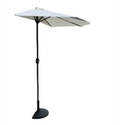 Mezzo Ombrellone A Parete Da Giardino Mezzaluna 270 Cm Alluminio Con Base (99090)