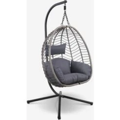 Poltrona Sospesa Uovo Per Giardino Dondolo In Rattan Con Cuscini Lindud Moon