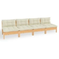 Divano Da Giardino A 4 Posti Con Cuscini Crema Massello Di Pino VidaXL