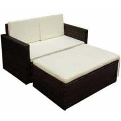 Set Divani Da Giardino 2 Pz Con Cuscini In Polyrattan Marrone VidaXL
