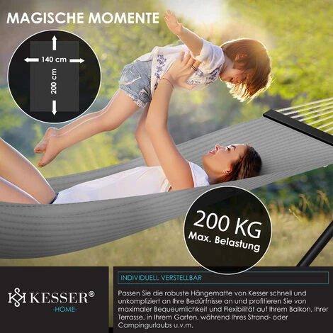 KESSER® Amaca HILL Con Telaio E Cuscino - Doppia Amaca Per 2 Persone - Solida Struttura - Capacità Di Carico 200 Kg - Per Esterni Ed Interni - Poltrona Sospesa XXL Doppia O Multi-persona -per Giardino - immagine 3