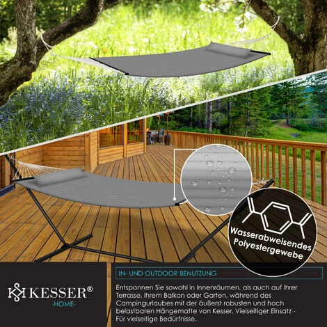 KESSER® Amaca HILL Con Telaio E Cuscino - Doppia Amaca Per 2 Persone - Solida Struttura - Capacità Di Carico 200 Kg - Per Esterni Ed Interni - Poltrona Sospesa XXL Doppia O Multi-persona -per Giardino - immagine 4